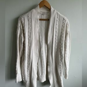 Loft Knitted Cream Size large Women’s Long Sleeve open Cardigan